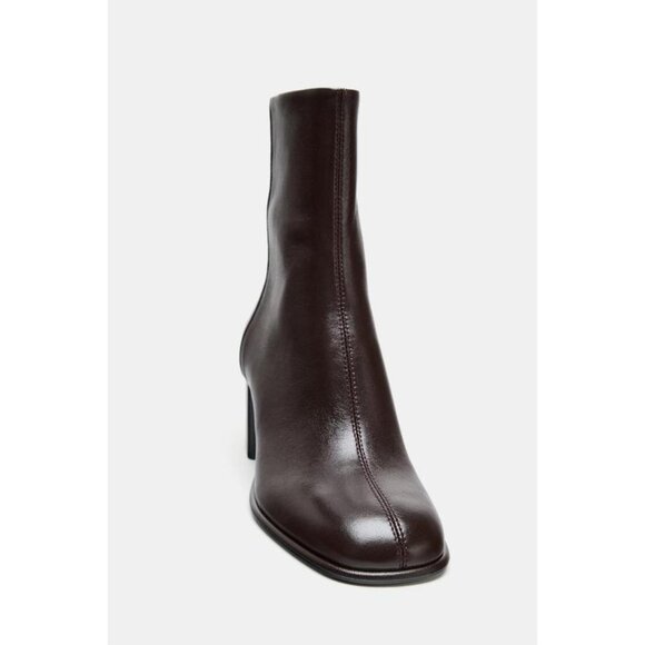 ZARA LEATHER ANKLE BOOTS WITH BLOCK HEEL - Picture 3 of 5